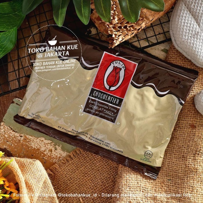 

Ready Tulip Filling Coklat 1kg Isian Kue Roti Dark Chocolate Filling Pasta