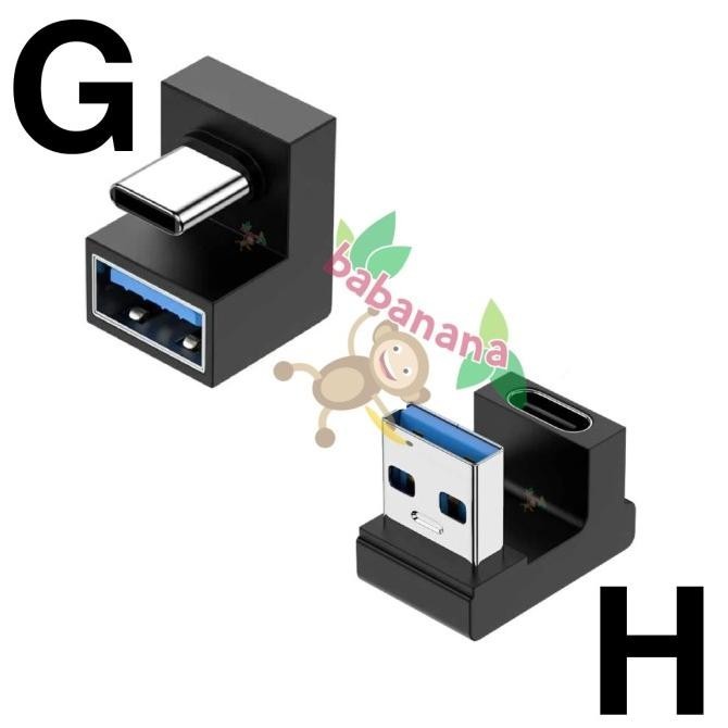 Terupdate Adapter Usb Elbow Type-C Type-A 3.0 3.1 Siku 90 Degree Converter L Update 2024