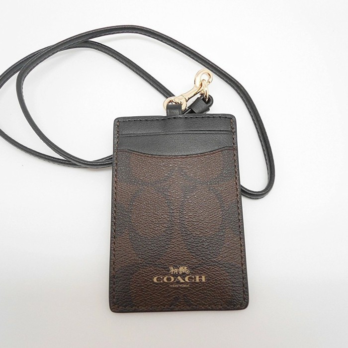 

Coach Signature Pvc Lanyard Id Brown Mahogany Authentic Usa