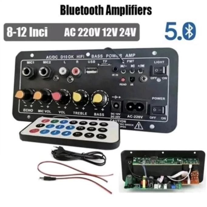 New Kit Modul Power Amplifier Stereo Ac/Dc 2Mic Hifi Bass Usb Fm D10 Ok