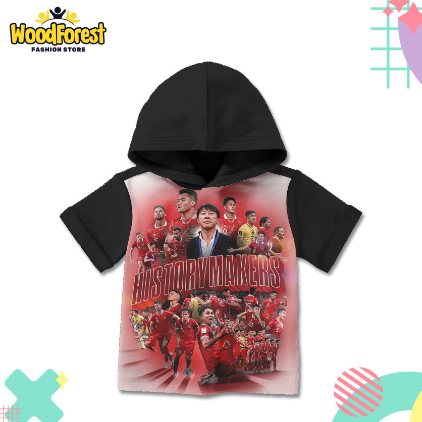Kaos Hoodie Anak Timnas Bola Indonesia v2 Baju Hoodie Film Animasi Kartun Anak The Beatles 3D Printi