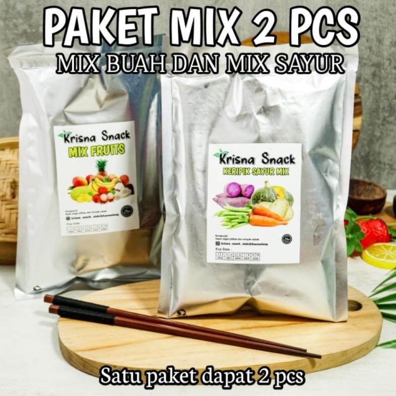 

Paket Mix Keripik 2 Pcs (Mix Buah Dan Mix Sayur Foil) | Keripik Nangka, Keripik Apel, Keripik Nanas Madu, Keripik Salak, Keripik Pisang, Keripik Wortel, Keripik Buncis, Keripik Labu Madu, Honey Potatoes, Purple Potatoes, Kentang, Edamame