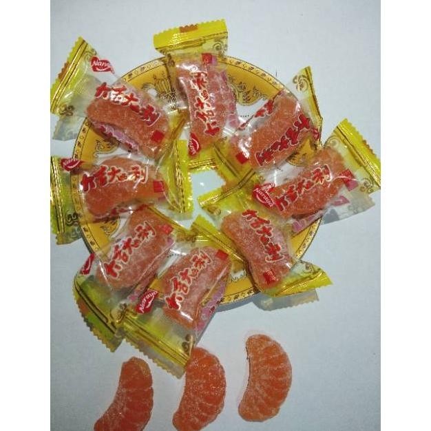 

Permen Manisan Jelly Jeruk / Jelly Hongmao Manisan / Permen Jeli Rasa Jeruk (Mandarin Orange Jelly Candy) Halal Permen Lunak Rasa Jeruk 500Gr Manisan Orange Jelly Can