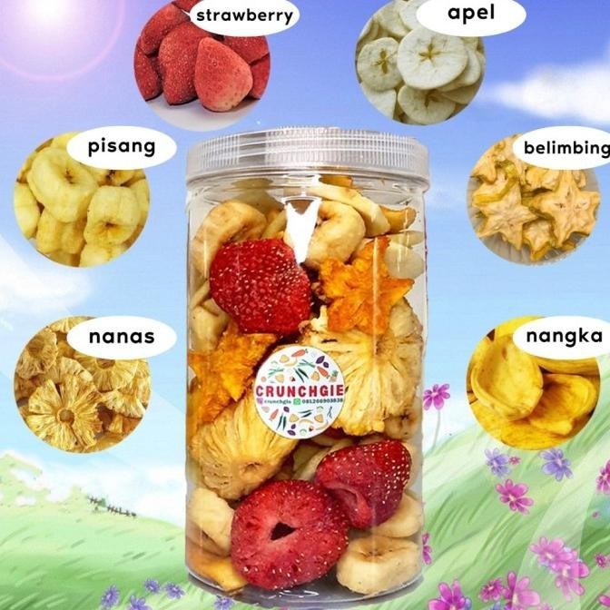 

1L Keripik Buah Fruit Crisps Vacuum Fried Premium Keripik Strawberry GJ