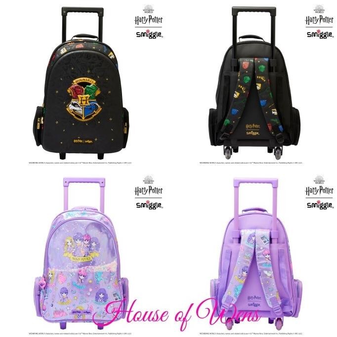 New Smiggle Harry Potter Trolley Backpack With Light Up Wheels Original Terbaik