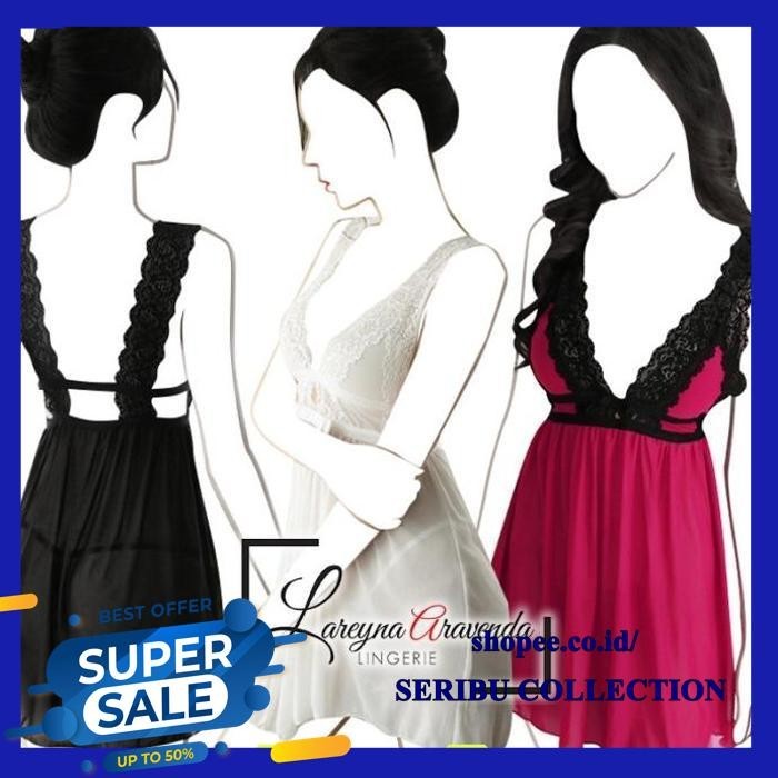 SET BAJU TIDUR WANITA + G STRING SEKSI MODEL BABYDOLL LACE STRING PRODUK PILIHAN