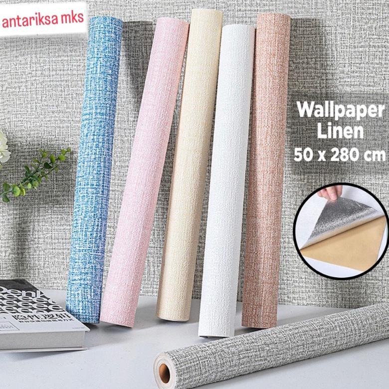 Wallpaper Linen 1 Roll | Stiker Wallpaper Dinding | Dekorasi Kamar | Sticker Dinding