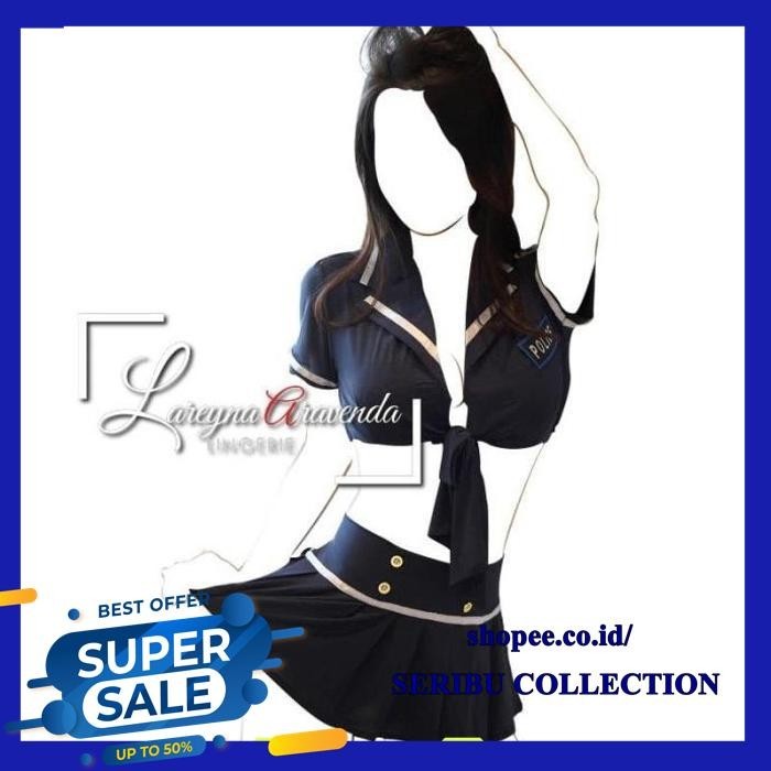 SET BAJU TIDUR WANITA SEKSI & ROK MODEL COSPLAY SEXY POLICE TERMURAH