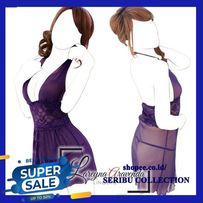 SET BAJU TIDUR WANITA SEXY + G STRING TRANSPARAN MODEL GAUN LACE PRODUK TERBAIK