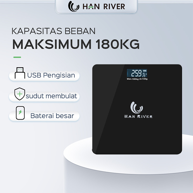 HAN RIVER Timbangan badan digital/timbangan digital/timbangan digital badan (Berat Maksimal 180kg)