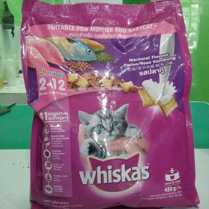 

[DIAJENG SHOP] Makanan Kucing Kering Whiskas Junior Mackerel Perisa 450gr STOK TERBATAS
