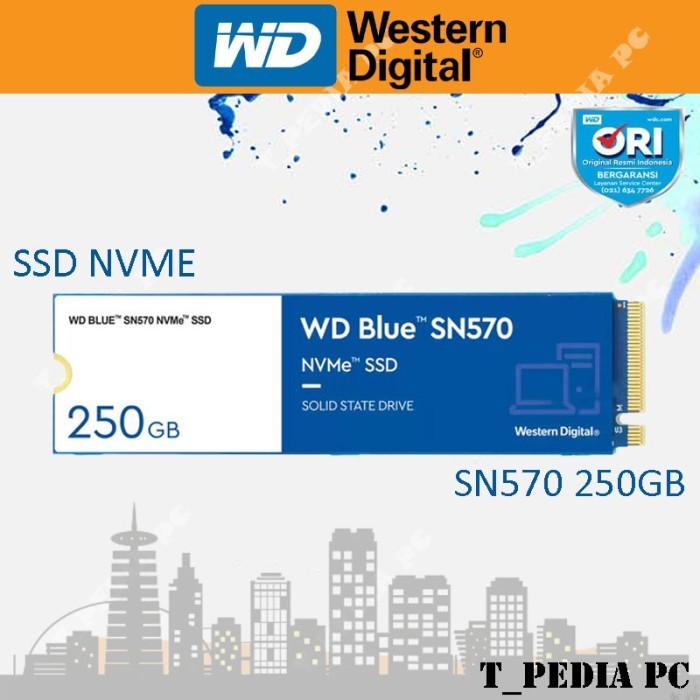 WD SSD BLUE SN570 M.2 PCIE GEN3 NVME 2280 250GB - WDC BLUE M2 250 GB ORIGINAL BEST QUALITY