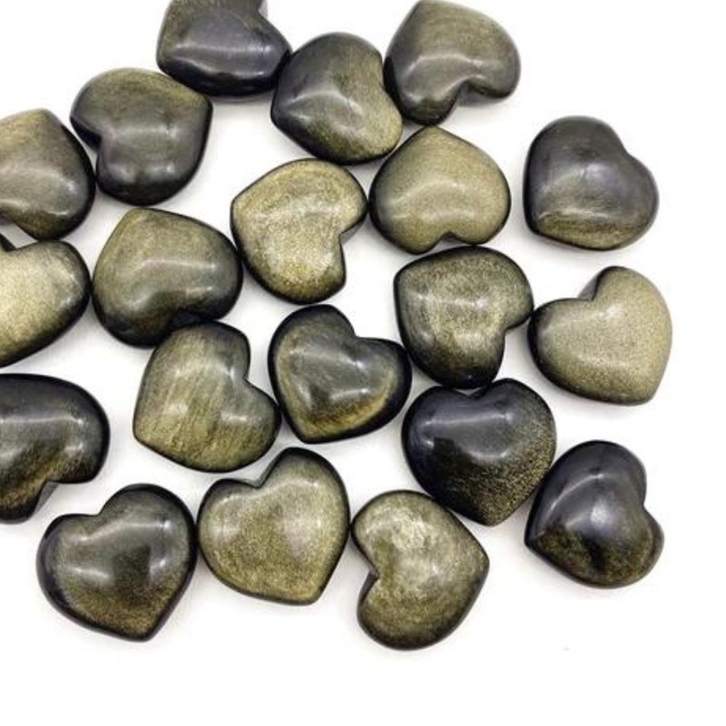 Gold Sheen Obsidian Puffy Heart