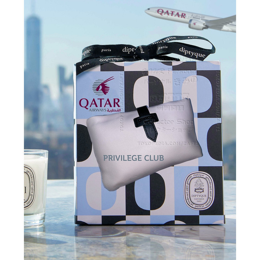 White Diptyque Eau Des Sens Qatar Airways Amenity Kit Travel Bag Tas