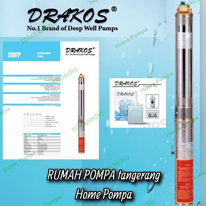 Pompa Satelit Drakos 1Hp 1Phase 3Inch 3Dfp2.5/21 Submersible Drakos