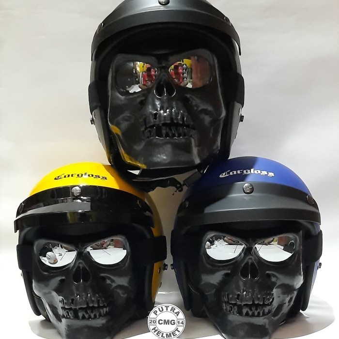 PROMO PAKET HELM CARGLOSS CFM RETRO GOOGLE MASK TENGKORAK