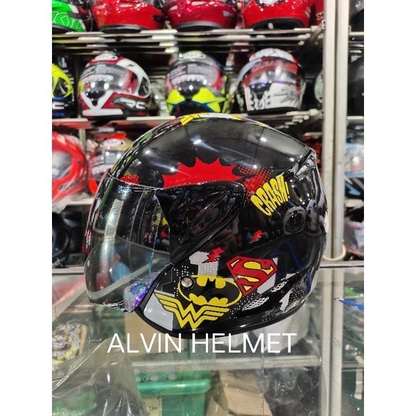 HELM ANAK TANGGUNG MERK GM MOTIF BATMAN / HELM GM ANAK MOTIF COWOK