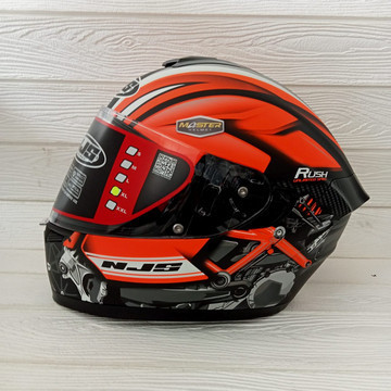 HELM NJS FULL FACE ZX-1 MOTIF RUSH BLACK DOFF ORANGE FLUO NJS ZX