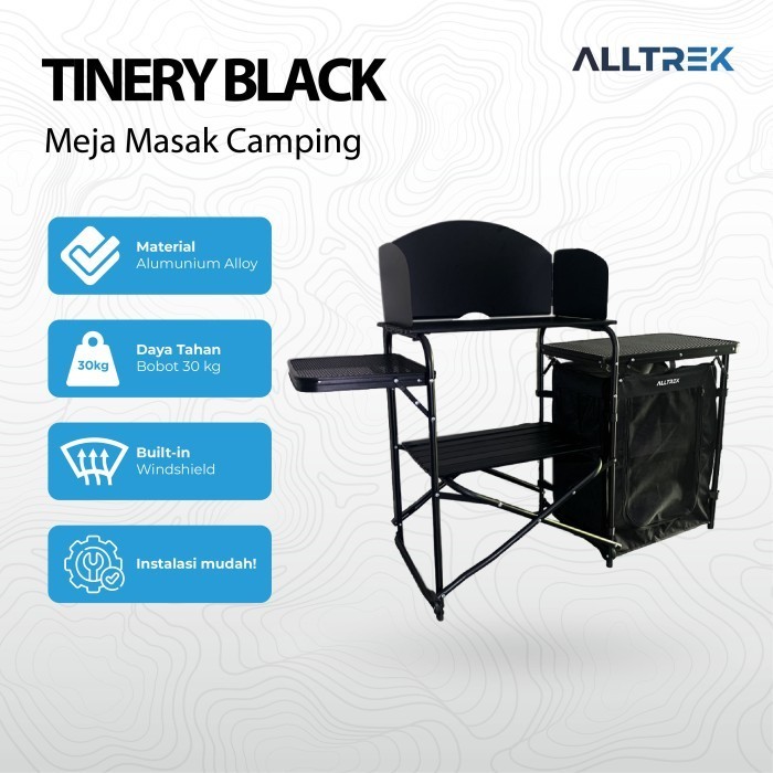 Ready ALLTREK Meja Masak Camping TINERY BLACK Dapur Portable Kitchen Table