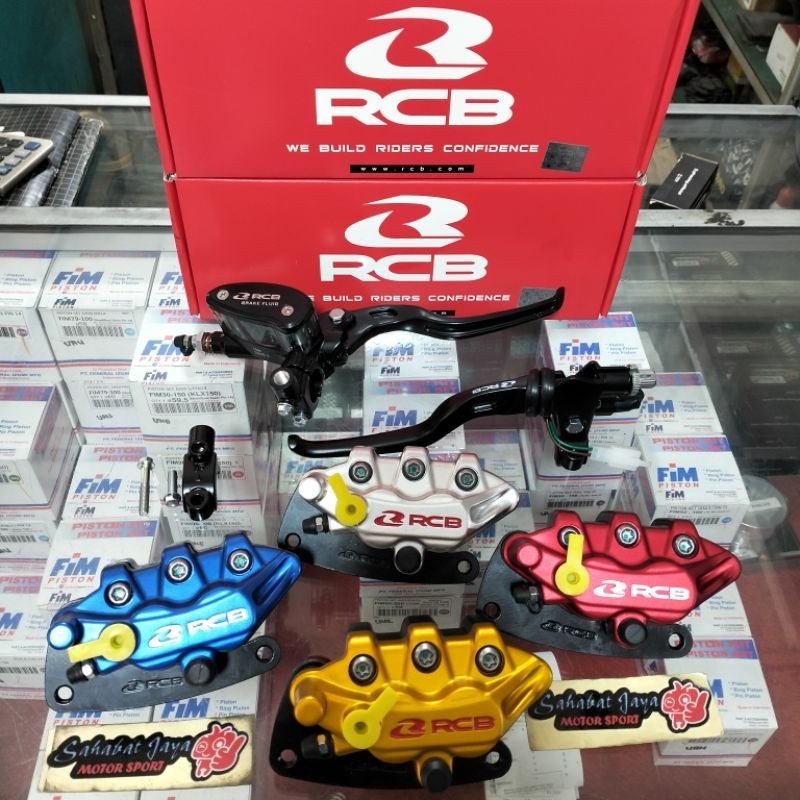Paket RCB Master Rem Kanan RCB Oval E-2 14MM Handle Kiri Kopling Rem RCB E-2 Kaliper Depan RCB 2 Pis