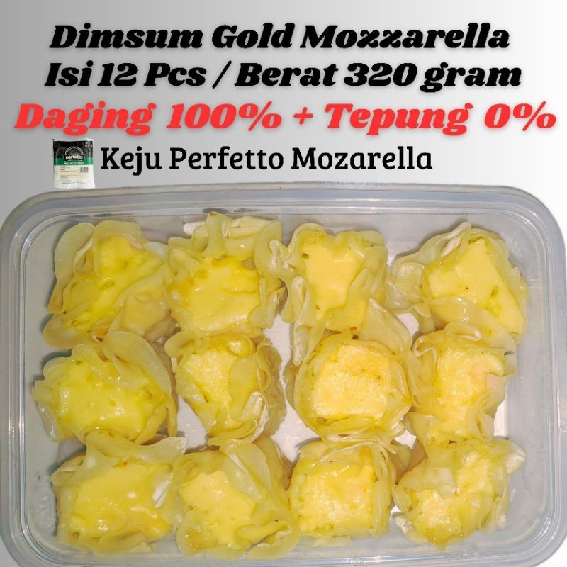 

Dimsum Gold Mozzarella Perfetto isi 12 (320 gram) / Daging 100% + Tepung 0%