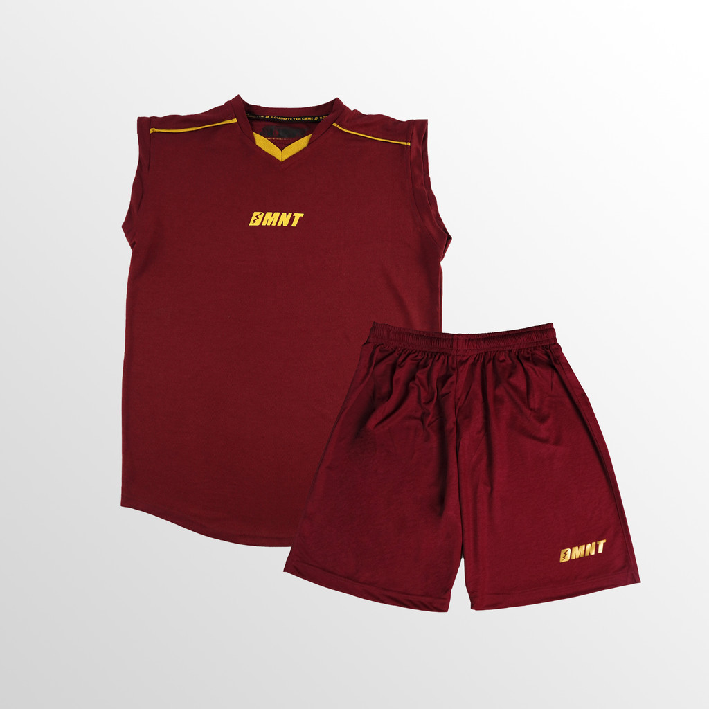 [BEST DEAL] DMNT Jersey Setelan Teamwear Sleeveless Futsal Sepakbola Dixie Maroon