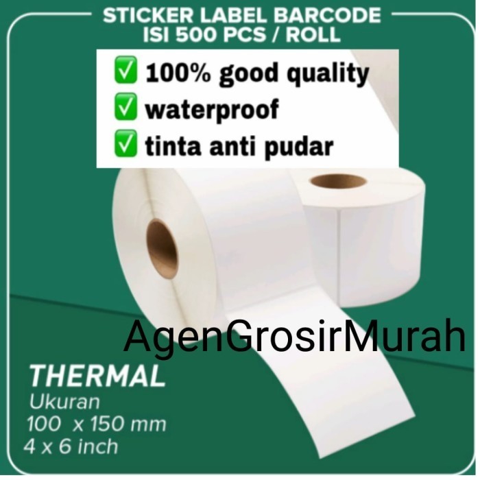 

KERTAS STICKER THERMAL LABEL BARCODE 100X150 MM / 10X15 CM ISI 500 PCS