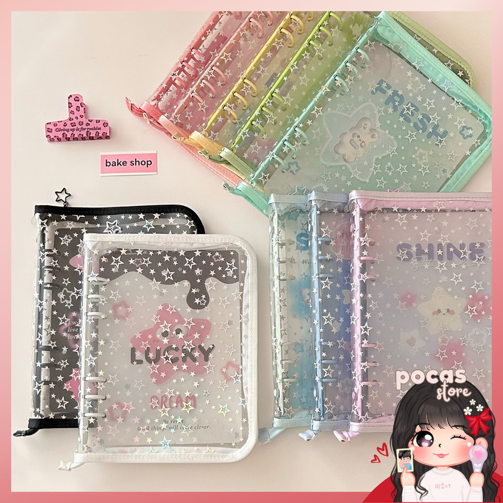 

(PS) A5 Binder Cover Star Bintang Glitter Photocard Deluxe Resleting Star Bintang