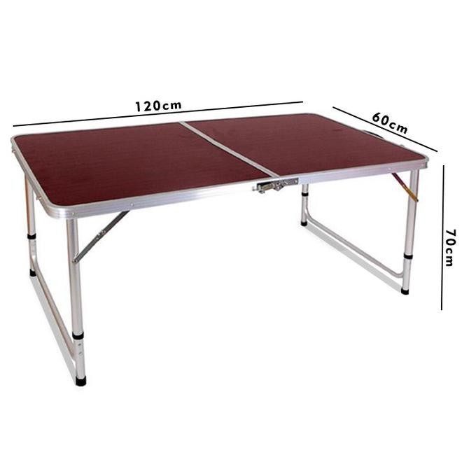 MEJA LIPAT KOPER HPL ALUMUNIUM / MEJA LIPAT PORTABLE (KAKI BULAT)
