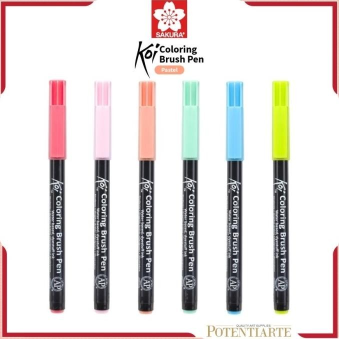 

Sakura Koi Coloring Brush Pen Set 6 Color Pastel Kuas Calligraphy