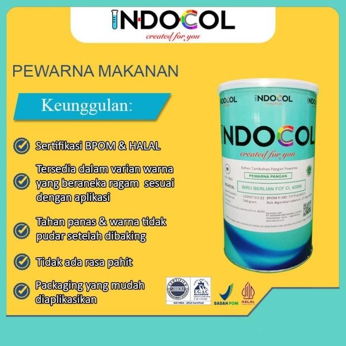 

Pewarna Makanan Indocol Original Biru Berlian Fcf Ci.42090 (Rc)