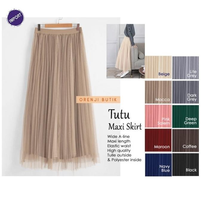PREMIUM IMPORT Rok Tutu Tile panjang MIDI / MAXI