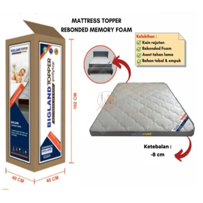 Ready Matras Topper Bigland/Mattres Cover Rebonded Memory Foam