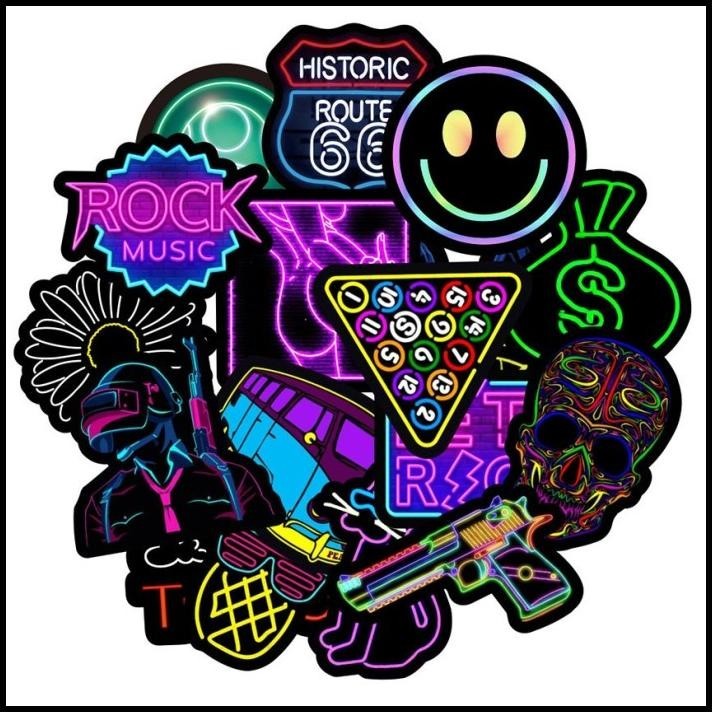 

TERMURAH STICKER PACK NEON STIKER LAPTOP KOPER HELM TUMBLER SCRAPBOOK ANTI AIR !!!!!!!