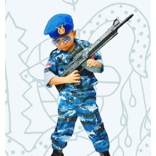 Baju Loreng Tni Au Bonus Senapan Serbu Kostum Loreng Tni Au Anak