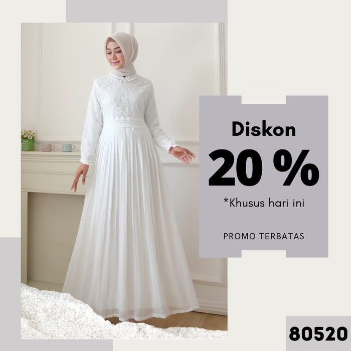 Baju Gamis Wanita Terbaru Gamis Syar'I Brukat Putih Busana Haji Umroh