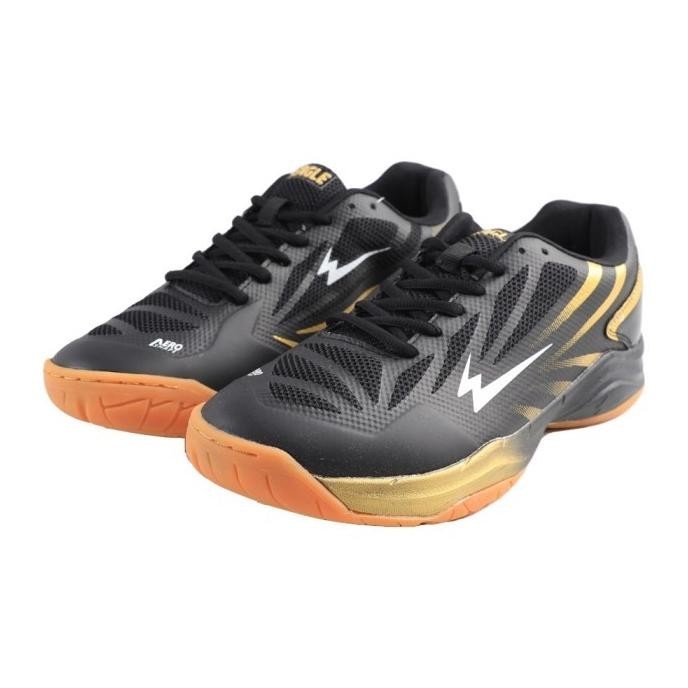 TERBARU  SEPATU BADMINTON EAGLE CLYDE BADMINTON SHOES -HITAM EMAS KALYNAKEIKO