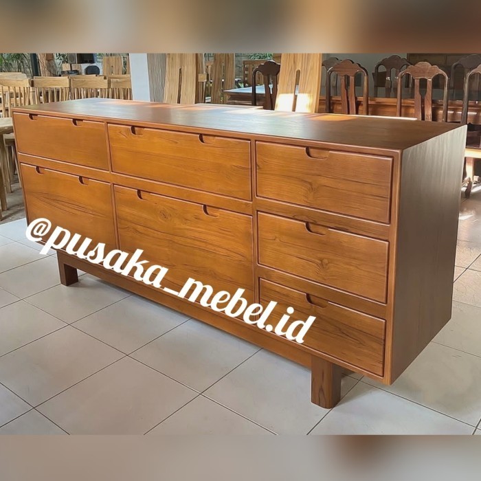 meja cabinet drawer laci minimalis kayu jati, meja rak laci kayu jati