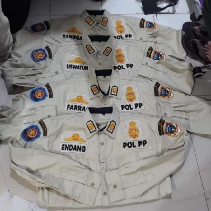 Kemeja Pol Pp Warna Cream .Seragam Pol Pp Baju Pol Pp Warna Crem