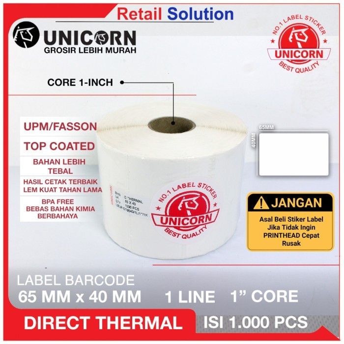 

Terbaru Stiker Label Barcode Thermal 65X40Mm / 65X40 Mm / 65 X 40 Mm Isi 1000 Promo Terlaris
