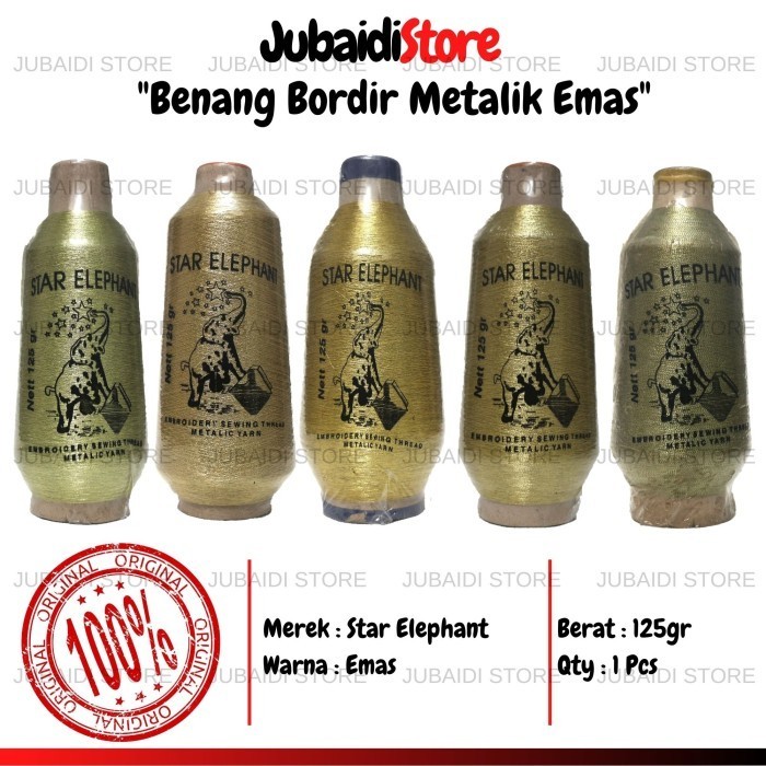 

Benang Bordir Metalik Emas Star Elephant