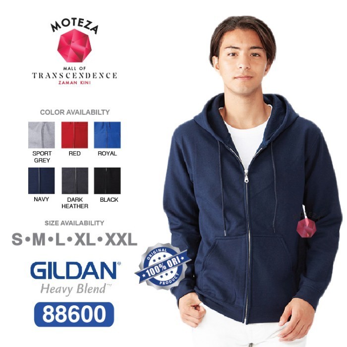 Jaket Sweater Zipper Hoodie Polos- Gildan Heavy Blend 88600 - Warna