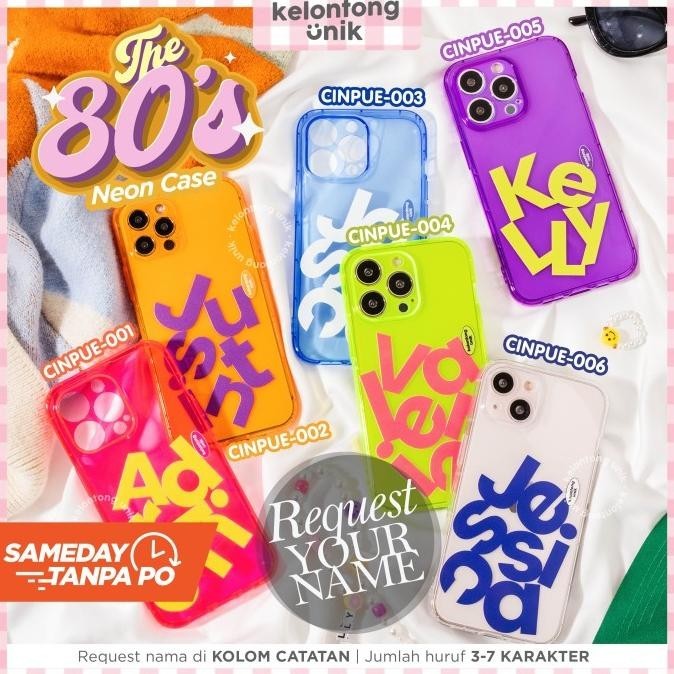 (Seri 1) For iPhone 6-11|THE 80'S Neon Case- Premium Case Custom Nama