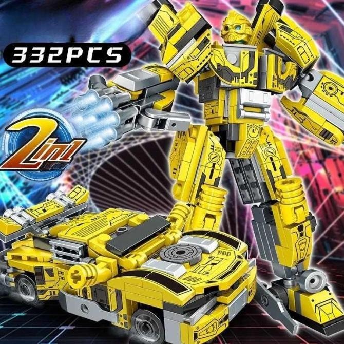 LW Mainan Robot Transformers Autobot 2 in 1 Car Lego - 7045 [Bumblebee