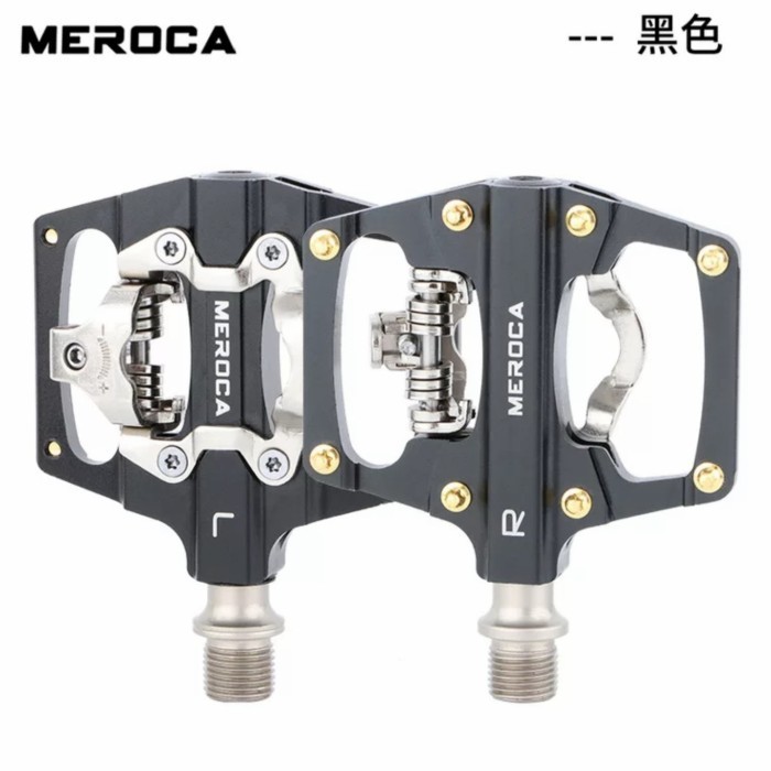Pedal Dual Sided Cleat & Flat Meroca Pedal Sepeda Hitam
