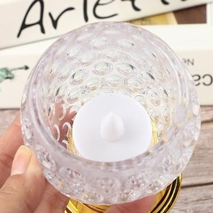 OLH - Lampu LED Lilin Portable Gelas Kristal Kado Souvenir Nikah Bday Mjrah TERLARIS
