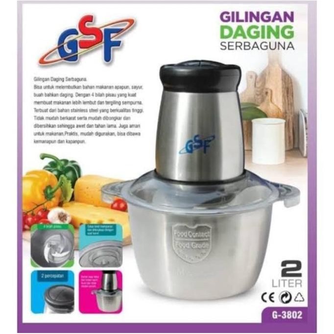 GSF Blender Chopper Penggiling Daging Bumbu Food Processor Stainless