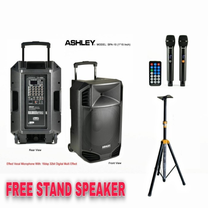 Restock Speaker Portable 15 Inch Original Ashley Spa 15 Speaker Karaoke Ashley Best Seller