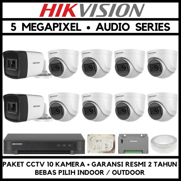 Paket Cctv Hikvision 16 Channel 10 Kamera Turbo Hd 5Mp