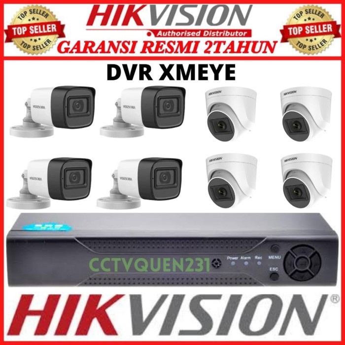 Paket Cctv Hikvision 8 Channel Dvr Xmeye 8 Kamera 1080P 2Mp Turbo Hd